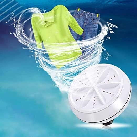 2In1 Mini Washing Machine Portable Rotating Ultrasonic Turbine Washer